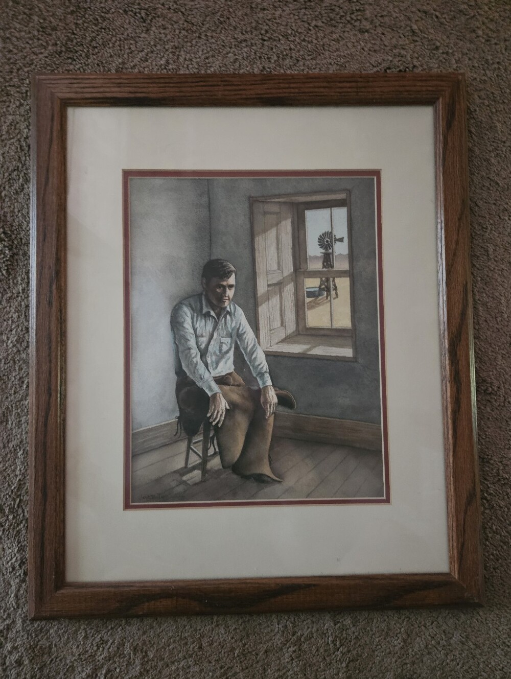 Framed Janet Toy Cowboy Print